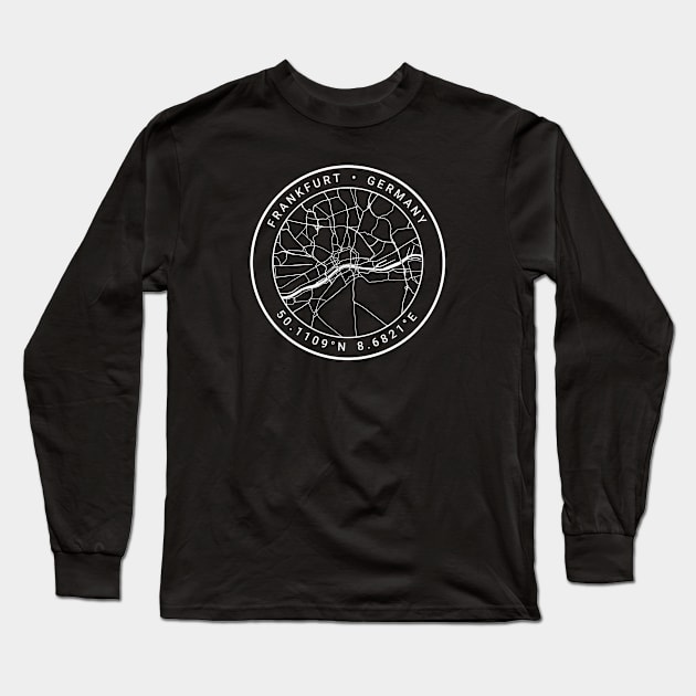 Frankfurt Map Long Sleeve T-Shirt by Ryan-Cox